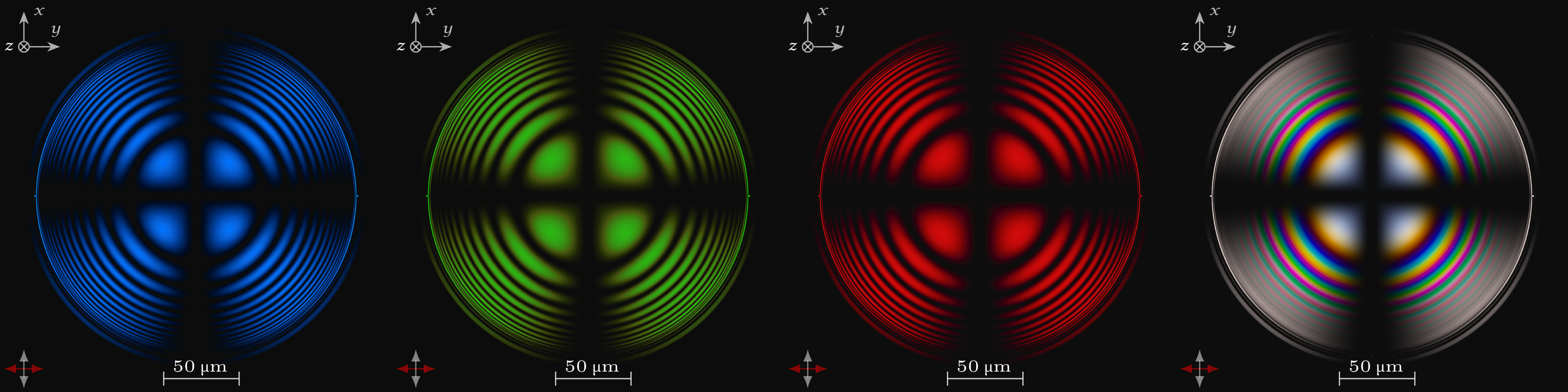 Liquid-crystal shells rendered using our method.