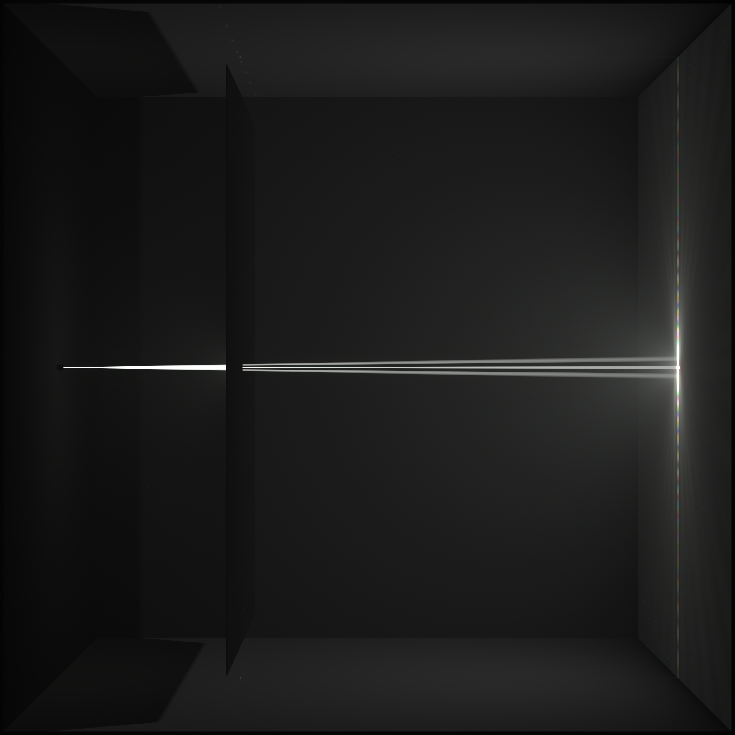 Polychromatic collimated beam in a participating medium diffracted by a complex aperture